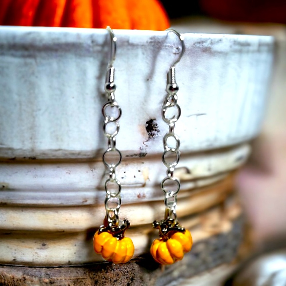 Yellow pumpkin earrings
